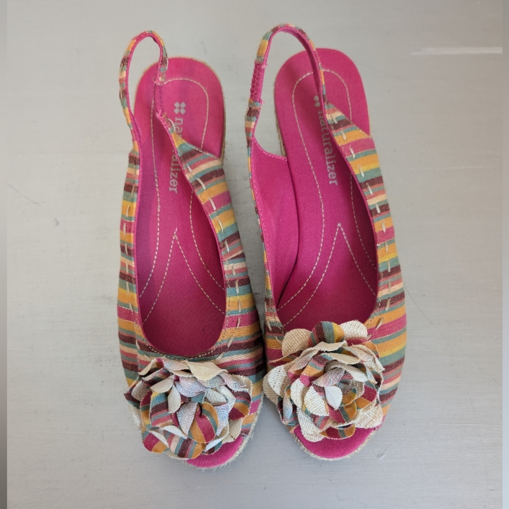 Naturalizer Women's Multicolor Slingback Wedge Sandals 8 M